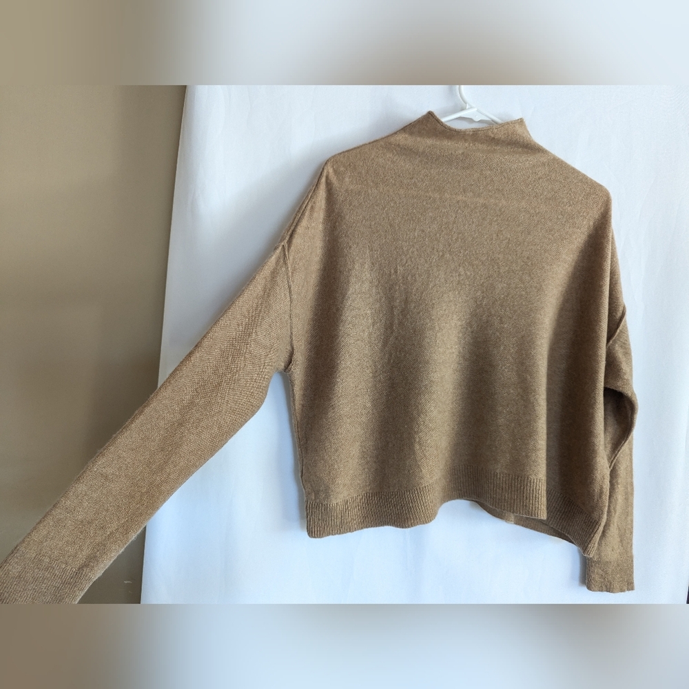 Pilcro Alani XS Mock Neck Sweater Tan Camel Nude 100% Cashmere Oversized Relaxed - Picture 9 of 10